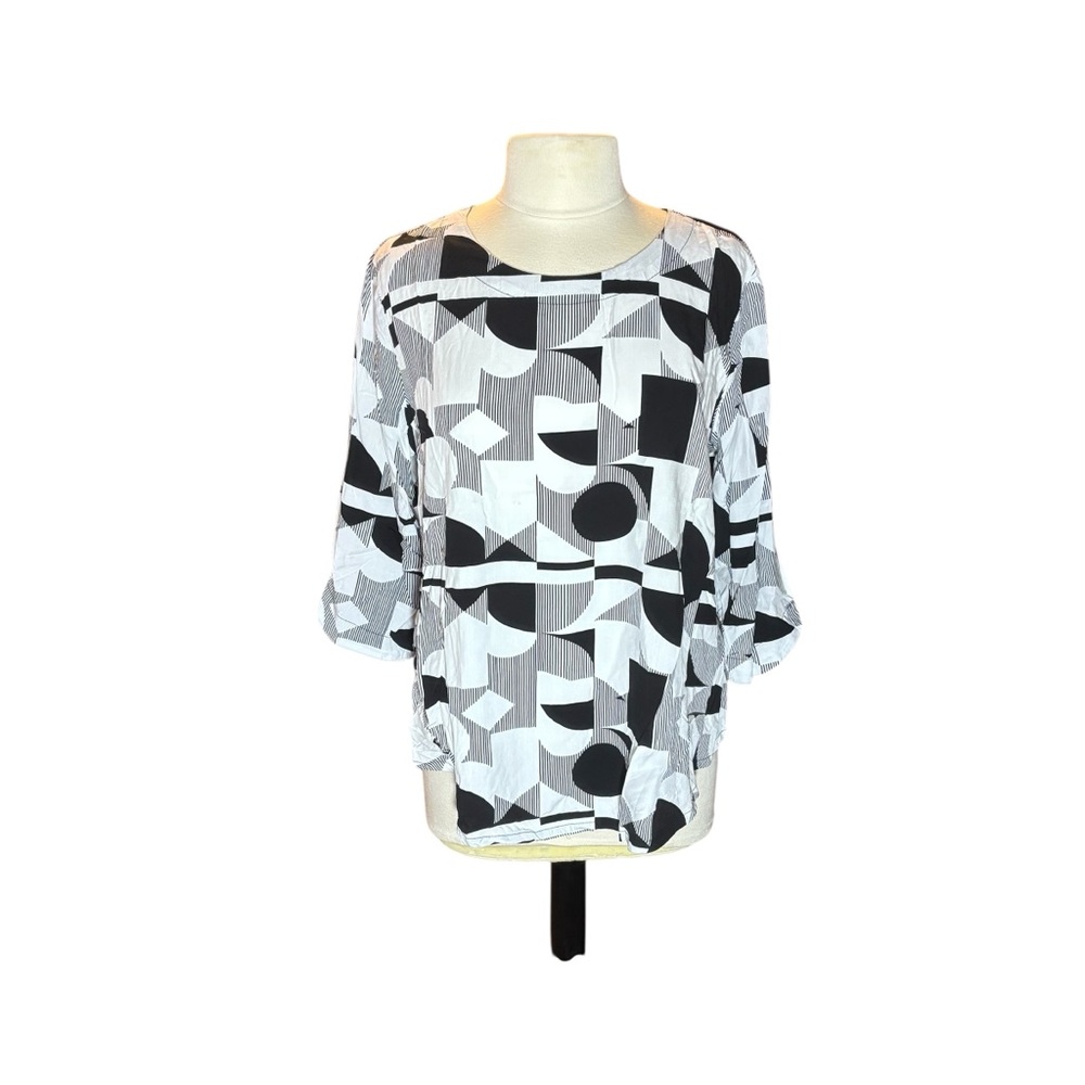 Size XL Monochrome Geometric Women's Blouse